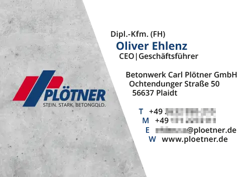 Grafikdesign Anwendung | Die Visitenkarte von dem Familienunternehmen Carl Plötner GmbH